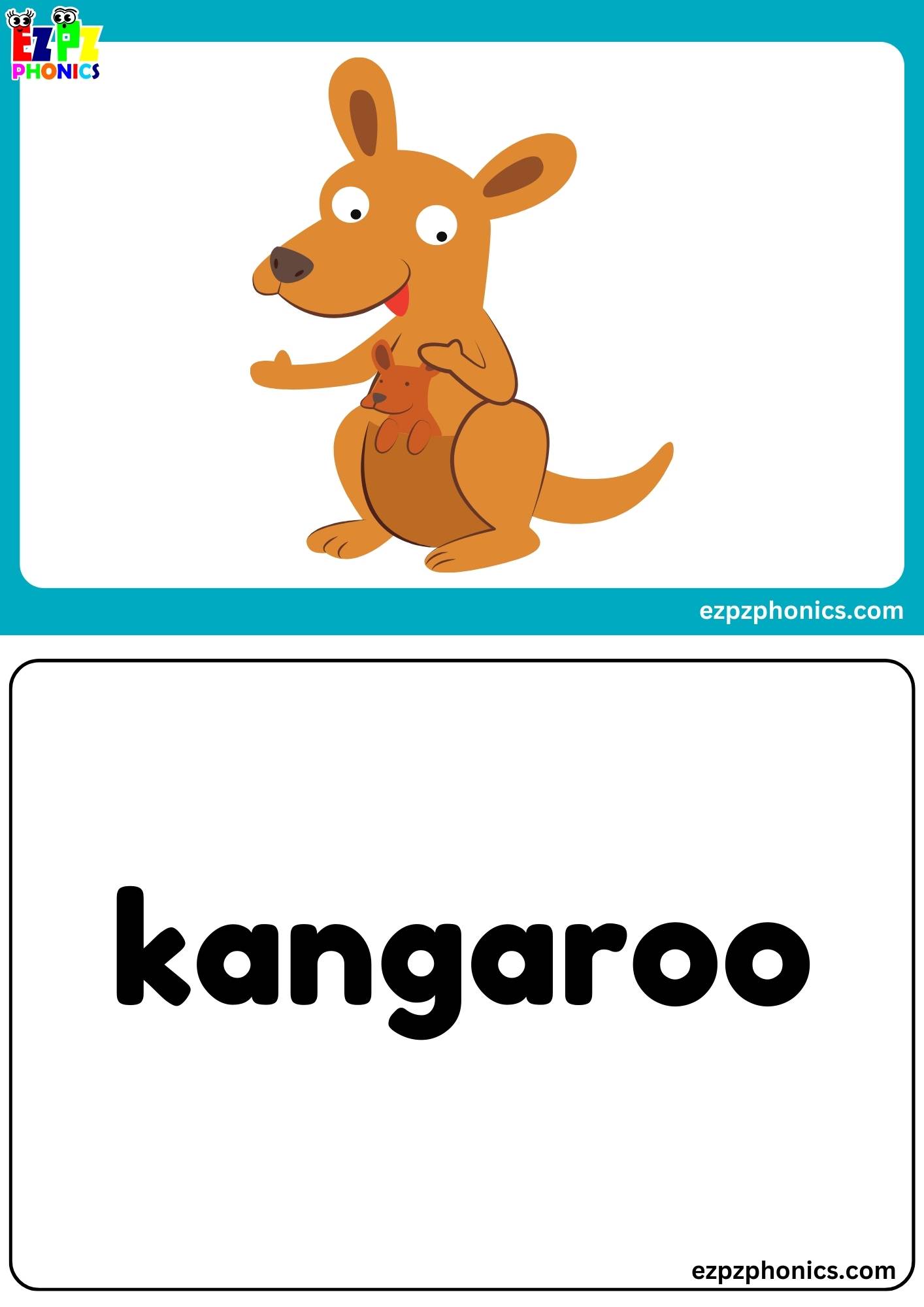 Letter K Free Kindergarten Phonics Alphabet Letter Sounds Flashcards. Words on the Back